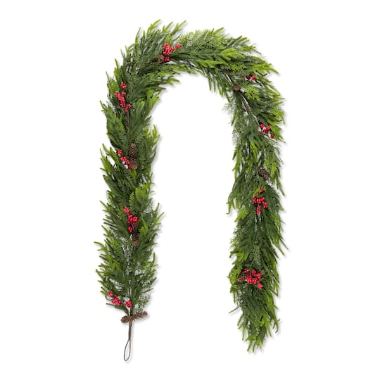 Glitzhome® 9Ft Christmas PE Dripping Garland with Pinecones and Red Berries | 9 ft | Michaels®